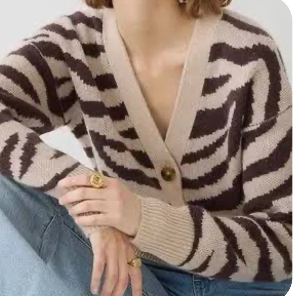 J. Crew Women's Zebra Print Sweater - Brown and Tan